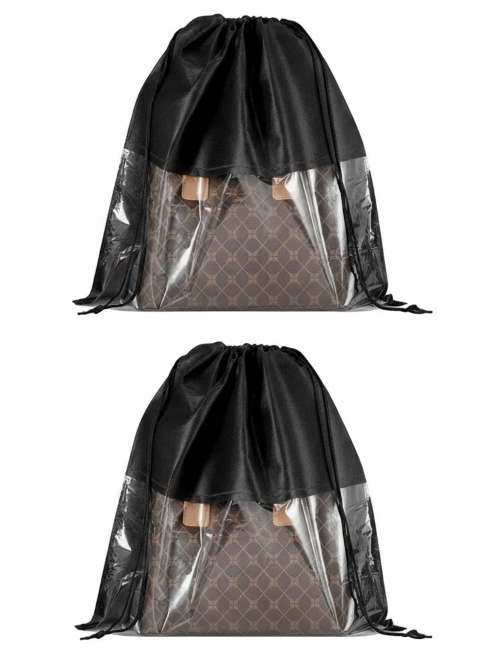 Black Clear Panel Drawstring Dust Bags (Qty 2)